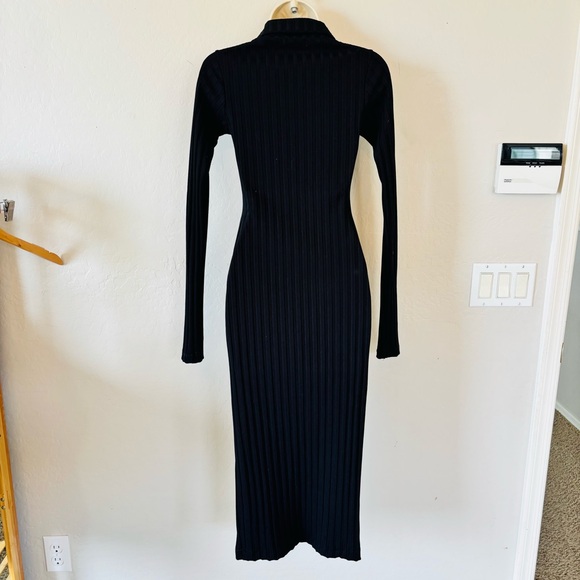 Good American ribbed Black Button-Down‎ Dress 0 90’s, goth, sexy - Picture 6 of 11